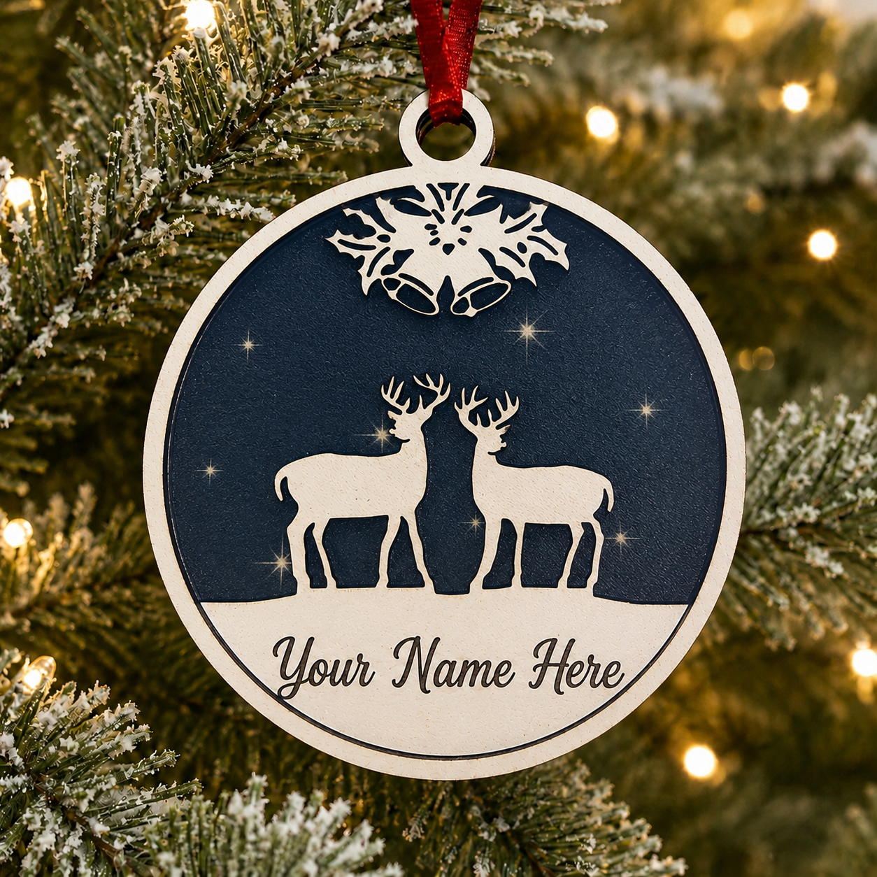 Reindeer - White Wood Ornaments